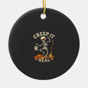 Gruseliger Tanz-Skelett-Kürbis-Besen_1 Keramik Ornament