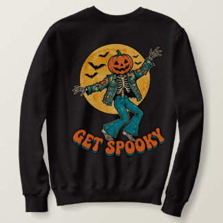 Gruseliger Tanzender Kürbiskopf-Skelett Retro Hall Sweatshirt