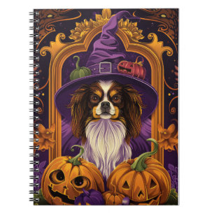 Gruseliger Tibet-Spaniel-Hund Halloween Hexe Kürbi Notizblock