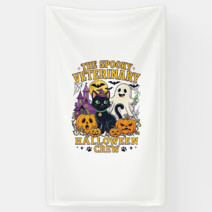 Gruseliger Tierarzt Halloween Crew Schwarze Katze Banner