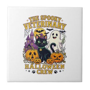 Gruseliger Tierarzt Halloween Crew Schwarze Katze Fliese