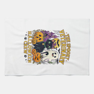 Gruseliger Tierarzt Halloween Crew Schwarze Katze  Geschirrtuch