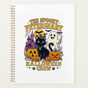 Gruseliger Tierarzt Halloween Crew Schwarze Katze  Planer