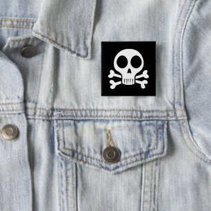 gruseliger Totenkopf auf schwarzem Hintergrund Button