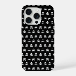 gruseliger Totenkopf auf schwarzem Hintergrund iPhone 15 Pro Hülle