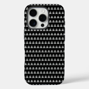 gruseliger Totenkopf auf schwarzem Hintergrund iPhone 16 Pro Hülle