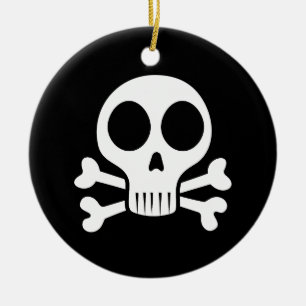 gruseliger Totenkopf auf schwarzem Hintergrund Keramik Ornament