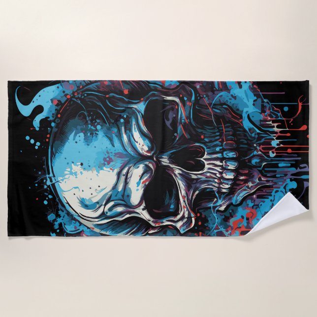 Gruseliger Totenkopf Strandtuch (Vorderseite)