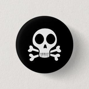 gruseliger Totenschädel auf schwarzem Hintergrund Button