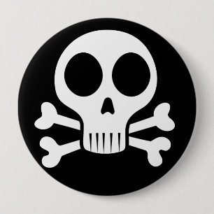 gruseliger Totenschädel auf schwarzem Hintergrund Button