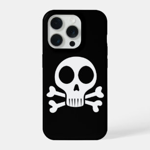 gruseliger Totenschädel auf schwarzem Hintergrund iPhone 15 Pro Hülle