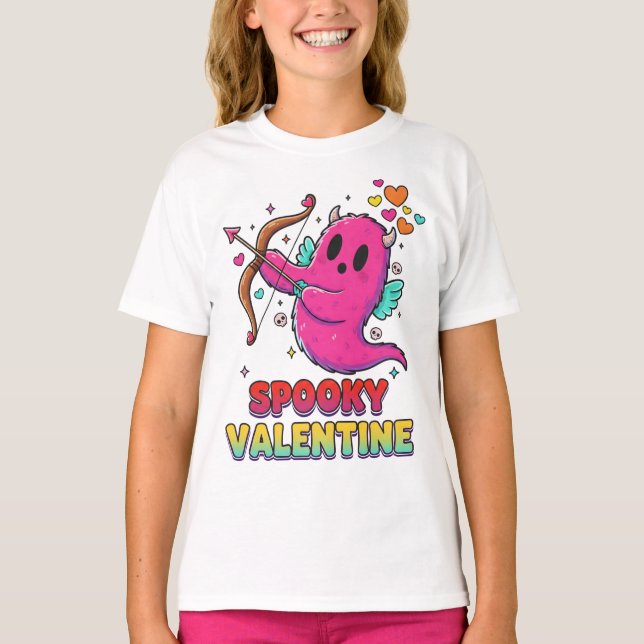 Gruseliger Valentins-Cupid-Geist-Shirt T-Shirt (Vorderseite)