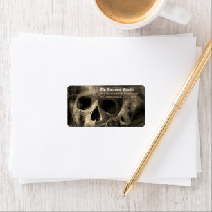 Gruseliger Verfluchter Totenkopf Halloween Rücksen Adressaufkleber