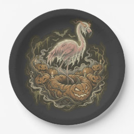 Gruseliger Vintage-Flamingo-Halloween-Entwurf Pappteller