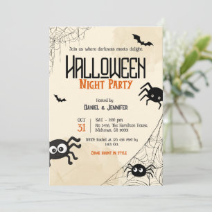 Gruseliger Vintage-Spinnennetz-Halloween-Nachtpart Einladung