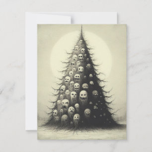 Gruseliger Vintage-Weihnachtsbaum-Horror-Goth Feiertagskarte