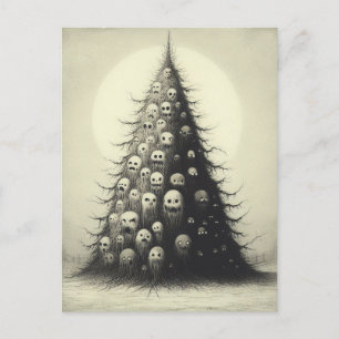 Gruseliger Vintage-Weihnachtsbaum-Horror-Goth Feiertagspostkarte