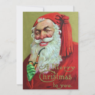 Gruseliger Vintage-Weihnachtsmann Feiertagskarte
