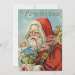 Gruseliger Vintage-Weihnachtsmann-Rauchpfeifen-Spi Feiertagskarte