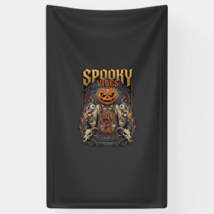 Gruseliger Vires Halloween-Kürbiskopf hält Augapfe Banner
