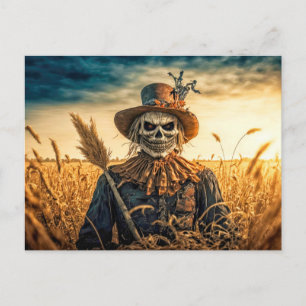 Gruseliger Vogelscheuche Frohes Halloween Postkarte