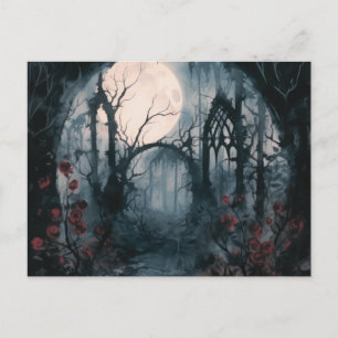 Gruseliger Wald Vollmond Rote Rosen Halloween Feiertagspostkarte