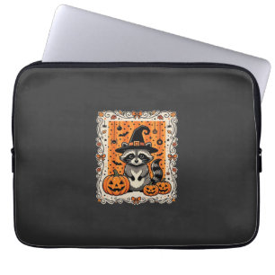 Gruseliger Waschbär Halloween-Kürbis-Design_1 Laptopschutzhülle