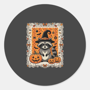 Gruseliger Waschbär Halloween-Kürbis-Design_1 Runder Aufkleber