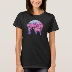 Gruseliger Wasserfarben-Vollmond-Friedhofstüren & T-Shirt