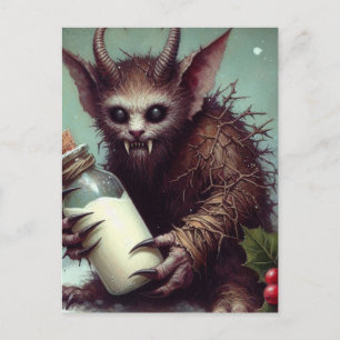 Gruseliger Weihnachts-Horror-Krampus-Kitty-Fee Postkarte