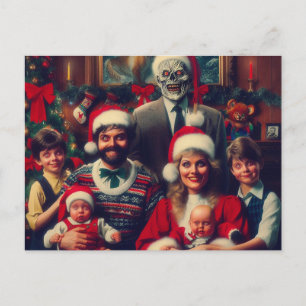 Gruseliger Weihnachts-Retro-Familienporträt Postkarte