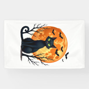 Gruseliger Weihnachtskatzenkostüm Retro-Katze Mond Banner