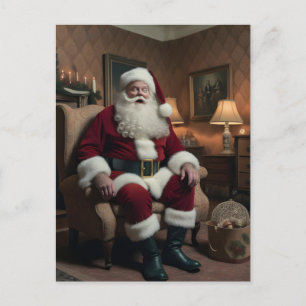 Gruseliger Weihnachtsmann im Vintage-Stil Postkarte