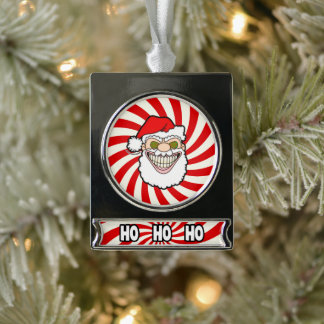 Gruseliger Weihnachtsmann Screwball Grafiken Banner-Ornament Silber