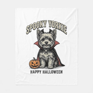 Gruseliger Yorkie Halloween-Hund Vintage-Shirt-Des Fleecedecke