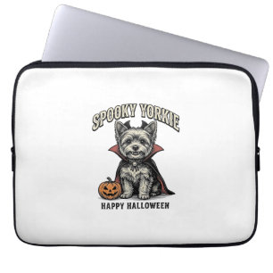 Gruseliger Yorkie Halloween-Hund Vintage-Shirt-Des Laptopschutzhülle