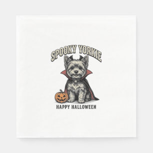 Gruseliger Yorkie Halloween-Hund Vintage-Shirt-Des Serviette