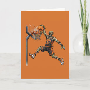 Gruseliger Zombie-Basketball-Halloween-Dunk Karte