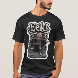 Gruseliger Zombie steigt aus dem Friedhof mit Eek- T-Shirt