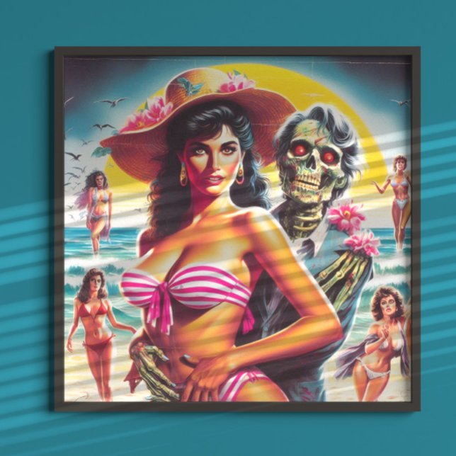 Gruseliger Zombie-Strand-Pin-up Poster (Von Creator hochgeladen)
