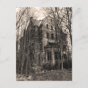 Gruseliges altes Haus echtes Foto Halloween Postkarte