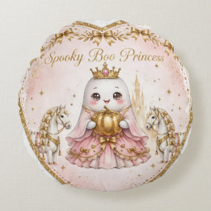Gruseliges Boo-Kissenbezug Rosa Prinzessin Geist Rundes Kissen