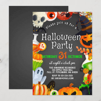 Gruseliges Chic Böse Hexe Halloween-Kürbis-Party Einladung