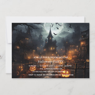 Gruseliges dunkles Spukhaus Halloween-Party Einladung