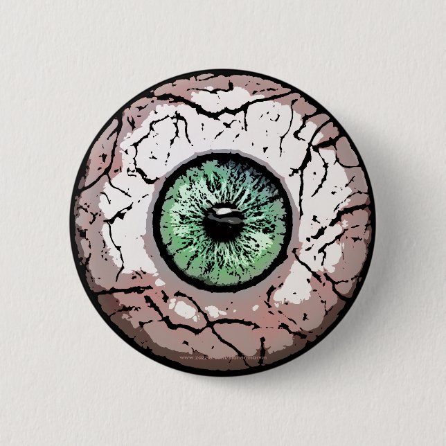 Gruseliges grünes Auge - Knopf Button (Vorderseite)