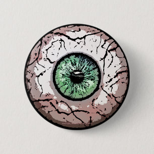 Gruseliges grünes Auge - Knopf Button
