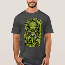Gruseliges grünes Tentakel-Monster-Grafik-T-Shirt