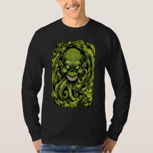 Gruseliges grünes Tentakel-Monster-Langarmshirt T-Shirt