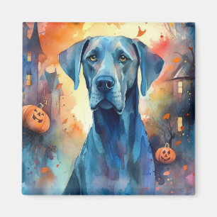 Gruseliges Halloween Dogge mit Kürbissen Magnet