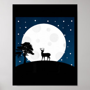 Gruseliges Halloween-Geschenk - Hirsch auf Mond -  Poster